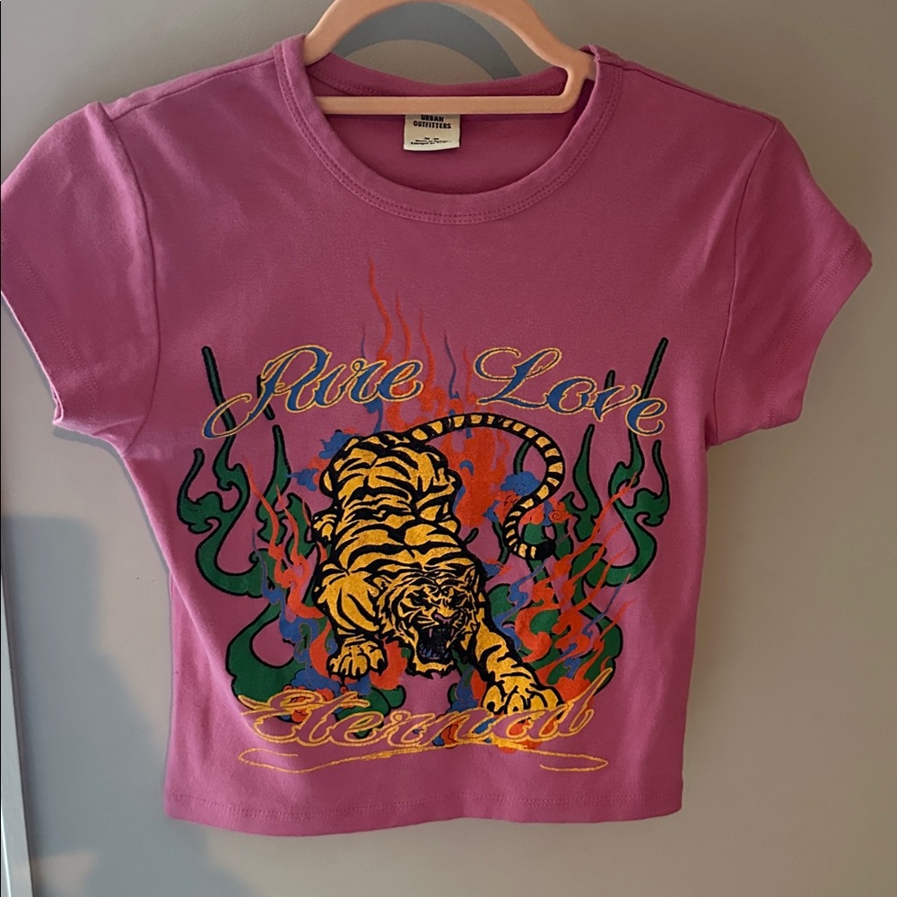 Urban Outfitters Pink Pure Love Tiger Baby Tee